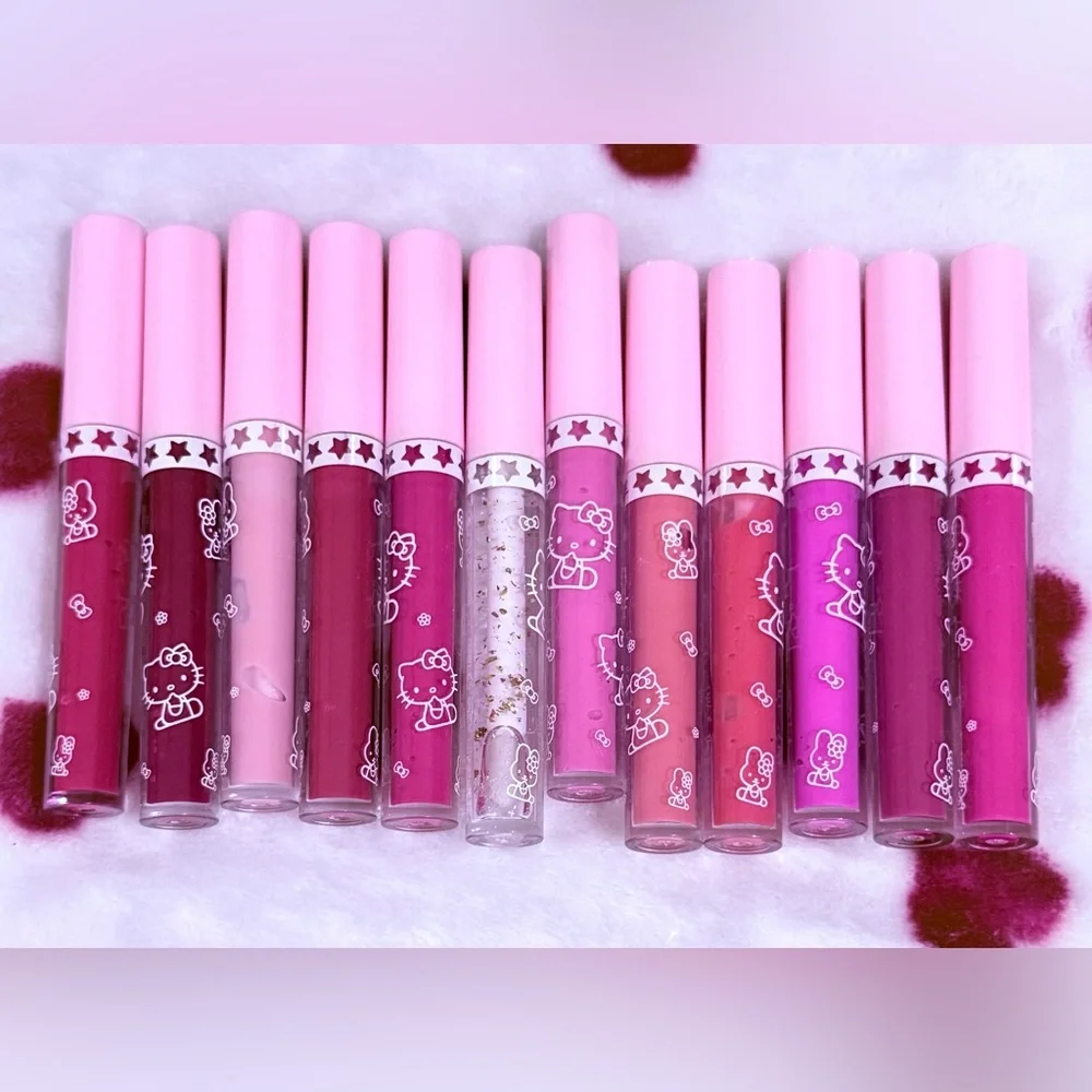 Kuromi Wake Up Cutie Eye Patches & Hello Kitty Lip Gloss Set of 12 shades! NWT